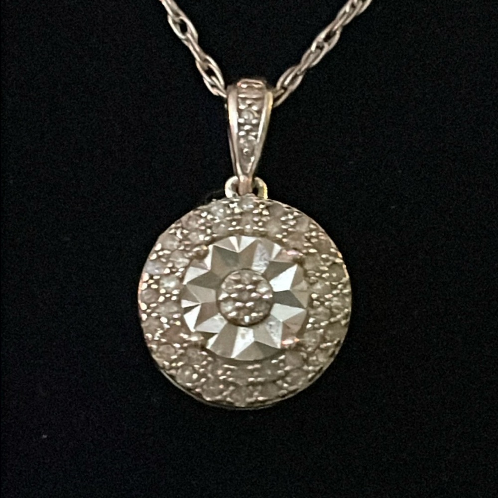 Sterling Silver Necklace With 1 Tiny Tiny Diamond - image 1